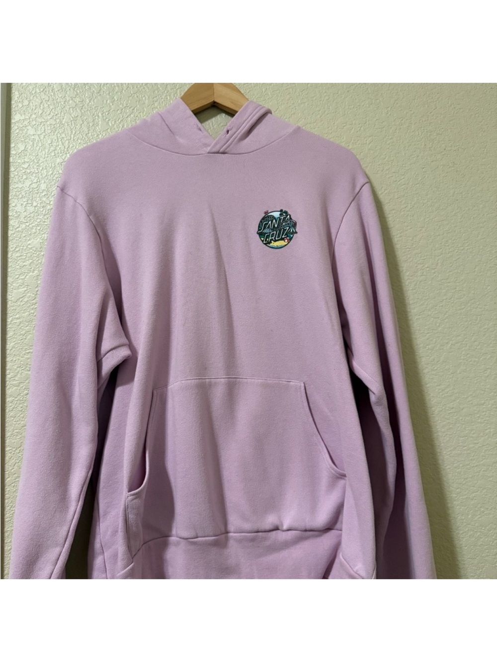 Santa Cruz Skateboards Womens Light Pink Crewneck Hoodie with Small Logo